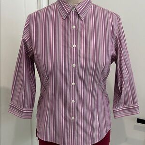 L.L.Bean Striped Wrinkle Resistant Button Down Top |Size Large